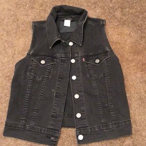 Black jean jacket vest